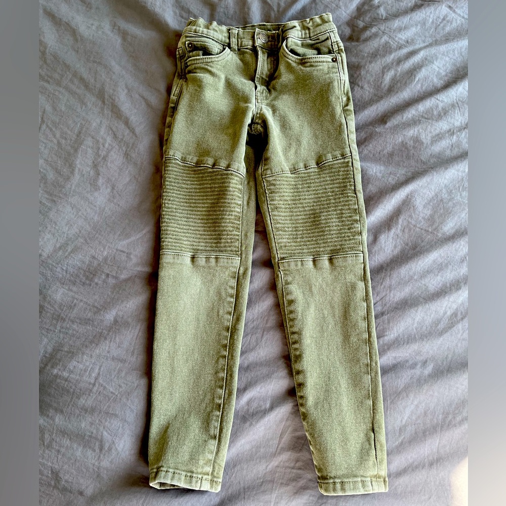 Boys “Authentic Biker” moto jeans by Zara size 8 in army / olive green